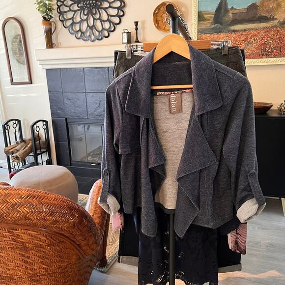 Anthropologie Dolan Jacket Womens Size Small Blue Cropped Trench Open Front - Picture 16 of 16